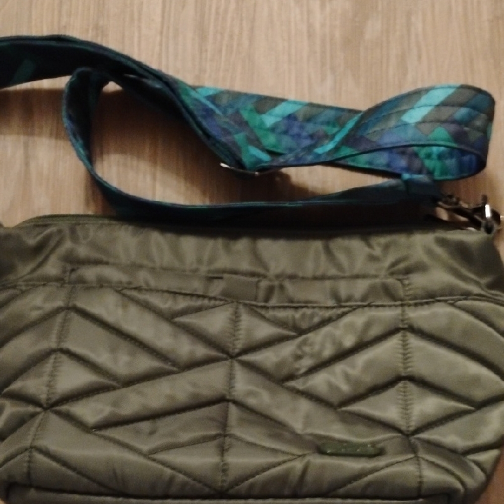 Lug Quilted Crossbody Bag with Patterned Strap